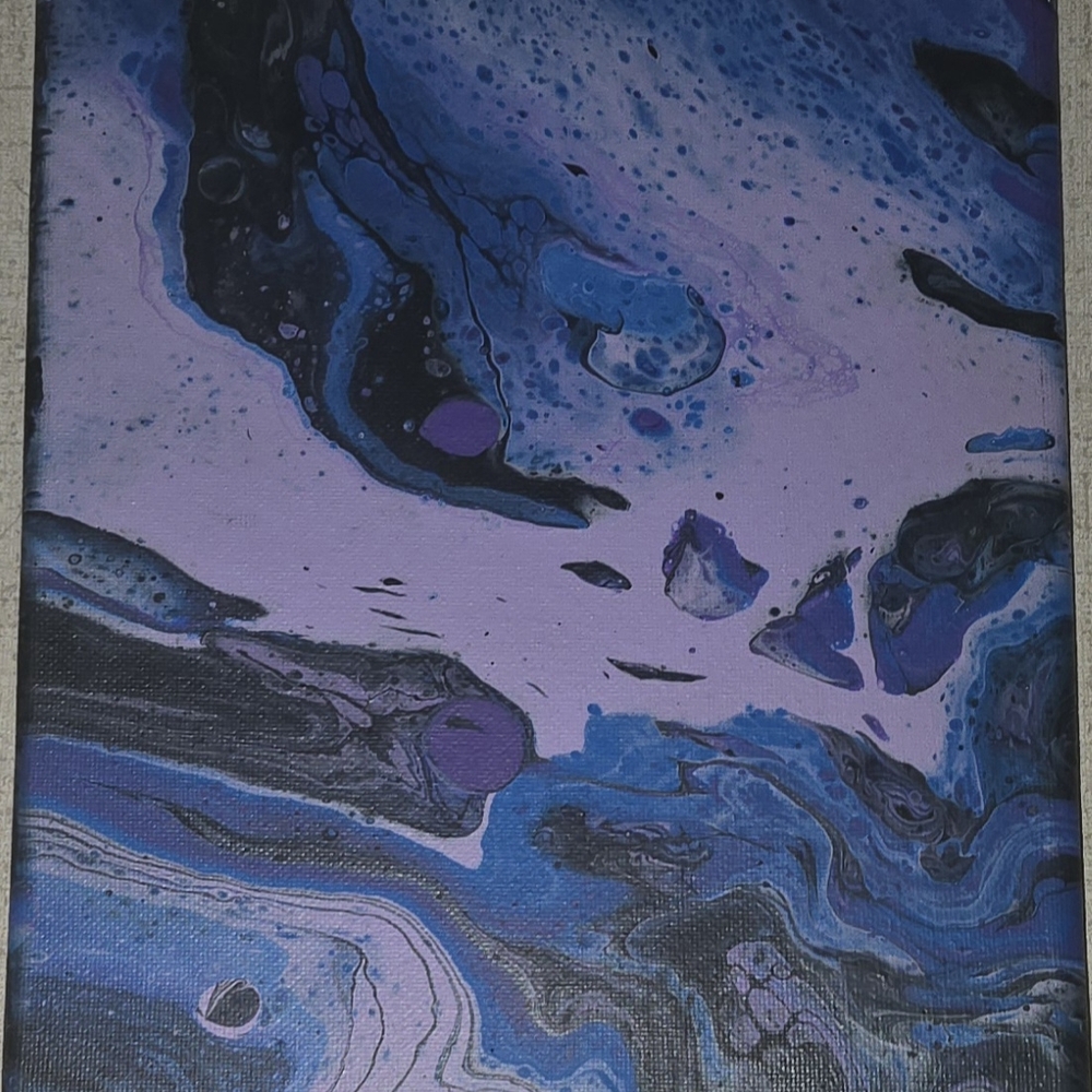 Ethereal Blue and Purple Fluid Painting